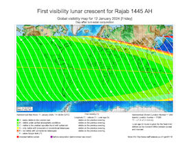 Visibility Map for Rajab 1445 AH (b)