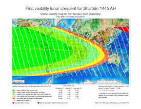 Visibility Map for Shaban 1445 AH (b)